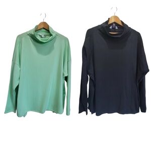 XXL JOY LAB Set (2) Modal Blend Mock Neck Long Sleeve Athletic Pullover